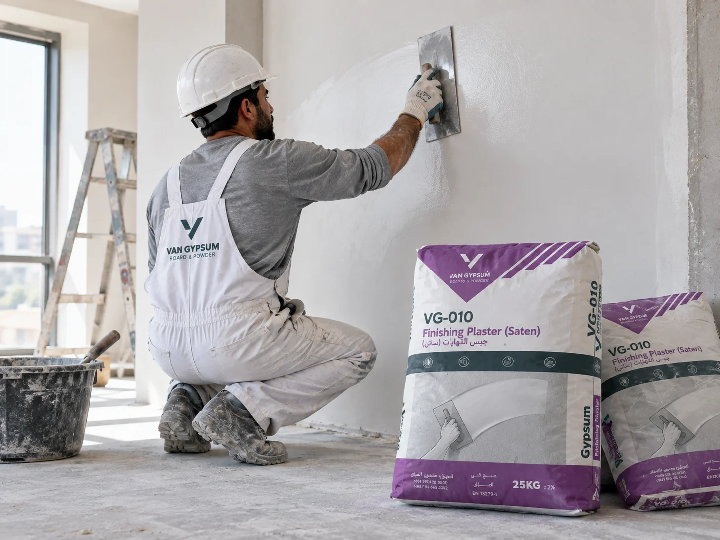 Finishing plaster · Saten application