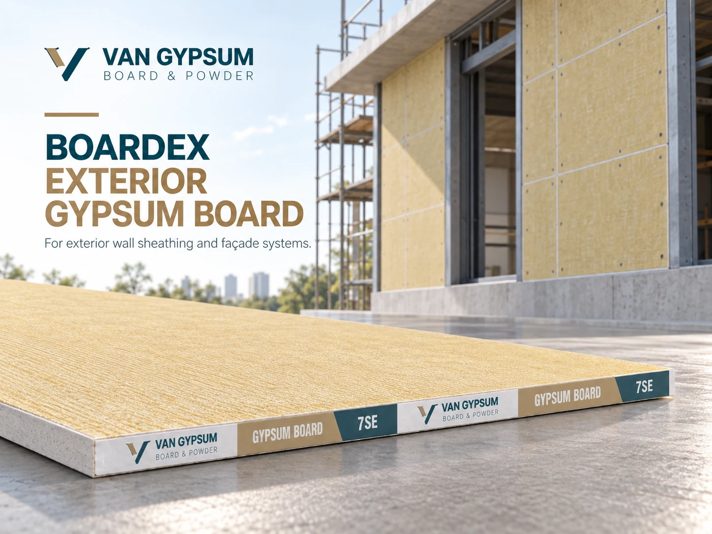 BOARDEX exterior gypsum board for wall sheathing and façade systems